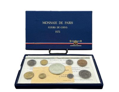 coffret contenant des pièces françaises dans une boîte bleue