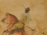 tableau représentant un homme à cheval, coiffé d'un chapeau