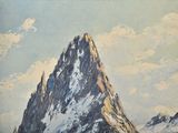 a painting of a mountain with snow on it