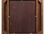 a wooden picture frame with a brown background on a white background