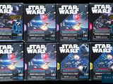 six star wars books are stacked on top of each other