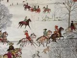 a picture of a wallpaper with a picture of people riding horses and dogs