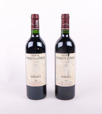 deux bouteilles de vin rouge posées l'une à côté de l'autre sur une surface blanche