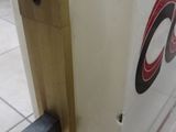 a close up of a door handle on a train