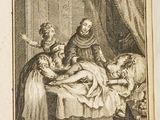 un vieux livre avec la photo d'une femme et de deux enfants