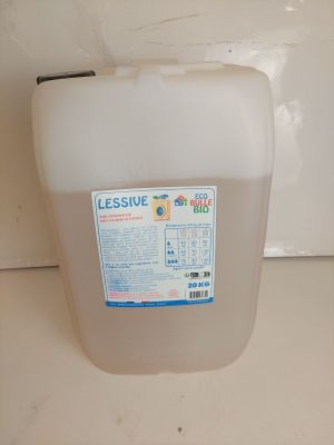 a white container with a label on it sitting on a counter