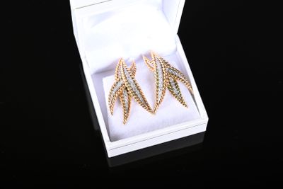 une paire de boucles d'oreilles dans une boîte posée sur une surface noire