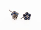 pair of sapphire and diamond flower stud earrings