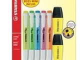 stabico boss mini highlighters, assorted pack of 6