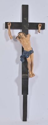 Christ en terre cuite émaillée