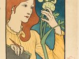 tableau représentant une femme tenant une fleur dans la main droite et un livre dans l'autre main