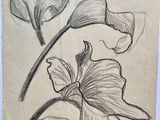 a drawing of a flower on a piece of paper on a table