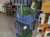 several crates stacked on top of each other in a store