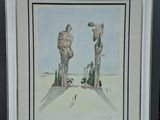 painting of a couple of birds standing next to each other on a wooden easel