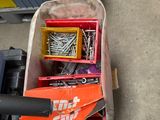 a bike with a basket full of tools in it