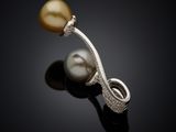 a pearl and diamond broochle, by person