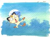 cartoon of a cat holding a tennis racquet on a tennis court