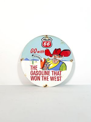 Plaque émaillée ronde d'après Phillips 66 Diamètre : 30 cm Petits écla - Photo 1