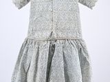 baby girl ' s dress with ruffled hem and collared neckline