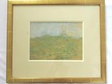 tableau représentant un paysage, dans un cadre doré sur fond blanc