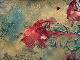 a painting of a red rose on the ground