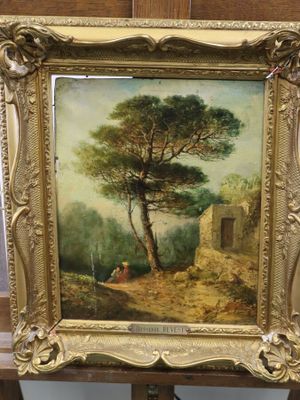 une image représentant un tableau où l'on voit un homme assis sous un arbre dans un champ