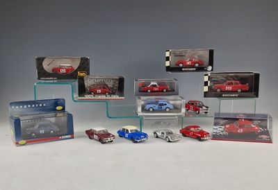a lot of toy cars that are in a display case
