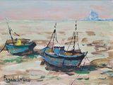 deux bateaux échoués dans le sable