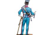 the figurine is wearing a blue uniform and holding a cane