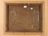 an old picture of a wooden frame on a white background
