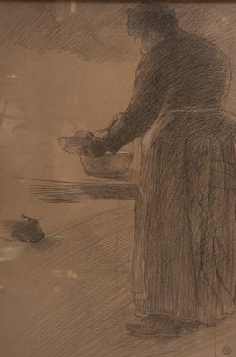 Joseph BRUNIER (1860-1929) Femme servant le repas