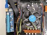 a close up of a computer motherboard with a fan