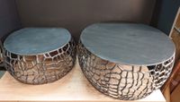 Lot de 2 Tables basse gigogne en métal gris motifs ajourés, … (photo 2)