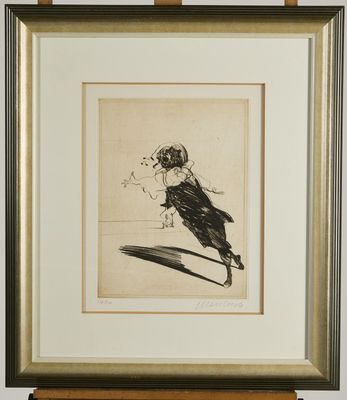 an image of a drawing of a dog running with a tennis racket