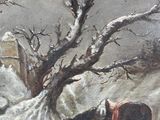 a painting of a man laying on the ground next to a horse