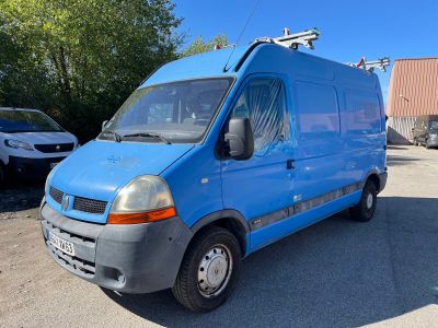 a picture of a blue van parked in a parking lot