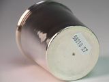 a close up of a metal container with a label on it