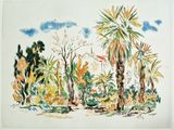 une image représentant une aquarelle d'un palmier