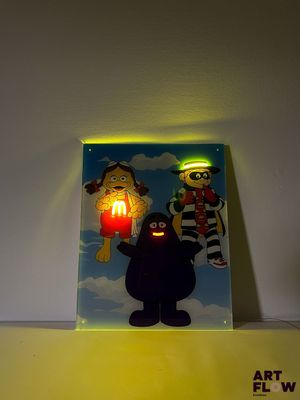 Enseigne néon sur plexiglass Mcdonald - personnages Happy Me…