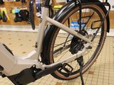 a close up of a bicycle parked in a store