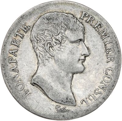 Gros plan sur une pièce de monnaie portant le visage d'un homme