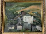 un tableau représentant un homme avec une guitare accroché au mur