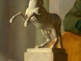 painting of a statue of a horse standing on its hind legs