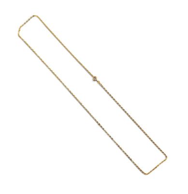 a gold chain with a diamond clasp on a white background