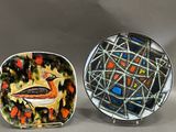 two plates that have different designs on them