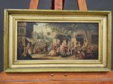 an old painting of a group of people in a courtyard