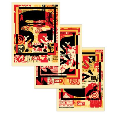 Shepard Fairey OBEY 3-FACE COLLAGE Ensemble de lithographies…