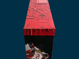 a red box with a picture of a man riding a skateboard