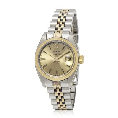 rolex lady ' s two - tone datejust watch with champagne dial