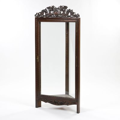 Vitrine d'angle indochinoise en bois de fer vers 1880